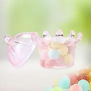 Haofy 12Pcs Box Cute Transparent Crown Plastic Candy Box Favors Chocolate Packaging for Kids Birthday Baby Shower Guests Wedding Party Supplies (Pink)