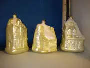 House Ornament Set of 3 Frosted White slight imperfection discounted 11716 133