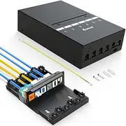 Enmane 6 Port Blank Keystone Patch Panel Shielded Compatible with LC/SC/ST/FC/USB/HDMI Keystone Jack for Desk Mount Home Ethernet Termination Box