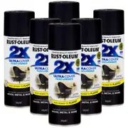 6 Cans - RUST-OLEUM 2X Paint & Primer Spray Paint 340g - 276317 Satin Canyon Black
