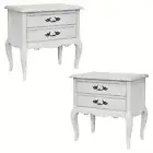 Alice 2pc Set Bedside 2 Drawers Storage Cabinet Side End Table Distressed White