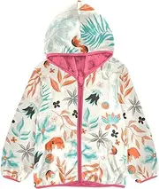 [GuoChe] Boys Winter Coats Sherpa Lined Retro Flowers Rustic Beige Boys' Outerwear Jackets & Coats Peach Girls Zip Up Hoodie