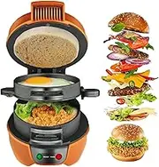 Electric Breakfast Sandwich Maker, Muffin Maker & Grilled Sandwich Toastie Maker, with Egg Cooking Ring, Removable and Easy to Clean, Indicator Light, Non-Stick Pan, for Burgers and Sandwiches Yellow