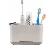 Electric Toothbrush Holder For Bathroom, Toothbrush And Toothpaste Organizer Countertop Toothbrush Caddy With,Grey