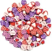 BEZANU Clay Beads, 100 PCS Heart Polymer Clay Bead Charms Kit for Jewelry Bracelet Necklace Earring Making