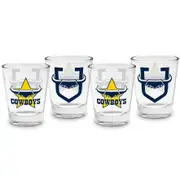 North Queensland QLD Cowboys NRL Team Logo 50ml Shot Glasses Bar Set of 4