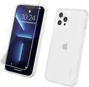 [Pelican] iPhone 12 / iPhone 12 Pro Case with Tempered Glass Screen Protector [Wireless Charging Compatible] [15ft MIL-Grade Drop Protection] Anti-Yellowing Phone Cover for iPhone 12/12 Pro - Clear