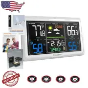 7.6" HD Wireless Weather Station - Stylish Indoor Outdoor Thermometer with Alarm