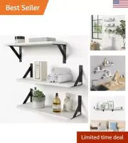 White Floating Shelves for Wall Decor Set of 3, 17 x 6 Inches Bathroom Shelf ...