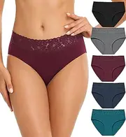 [Wealurre] Women's Underwear Lace Briefs Cotton Hipster Women's Panties Underwear Women Pack of 5