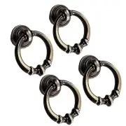 Antique Bronze Ring Pulls, 4 Pcs Round Drawer Pull Rings Single Hole Drop Knob