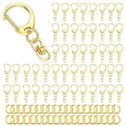 50Pcs Lobster Claw Clasps for Keychain Clip, Swivel Snap Hooks Gold Key Chain