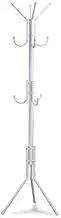 OZSTOCK® 12 Hook Coat Hanger Stand 3-Tier Hat Clothes Metal Rack Tree Style Storage Black/White (White)