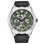 Stuhrling 1012 02 Automatic Black Leather Green Dial Mens Watch