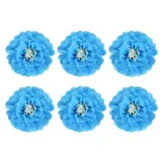 Crepe Paper Flowers, Sky Blue Tissue Paper Flowers - 6 x 6 Inch / 6 Pcs