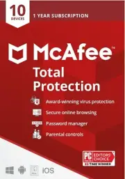 McAfee Total Protection 2025 10 Device 1 Year Antivirus Security