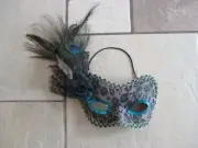 NWT Cracker Barrel Halloween Mask PEACOCK Masquerade, Feathers & Sequins