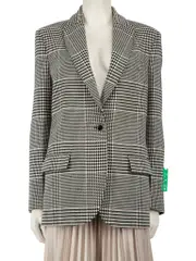 Grey Houndstooth Embroidered Blazer