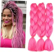 Lisshow Braiding Hair 24inch 100g Synthetic Jumbo Braids Hair Extensions High Temperature Fiber 3Piece/Lot (Hot Pink)