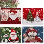 4 Pack Christmas Knitted Cloth Snowman Decoration Placemat Doll Insulation Pad