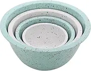 [Zak Designs] Confetti Mixing Bowl Set, Nesting Bowls for Space Saving Storage, Made with Durable Eco-Friendly Melamine, Great for Prepping and Serving Food (Mint & White, 4pcs, BPA-Free)