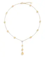 Marco Bicego 18K White & Yellow Gold Africa Diamond Cluster & Textured Bead Lariat Necklace, 16.5-18