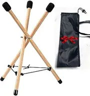 Portable Tripod Drum Display Stand for Hand Pan, Steel Drums & Tongue Drum - Wood & Steel Adjustable Holder for Drum Sticks, Floor Show Rack - Adult Instrument Accessories