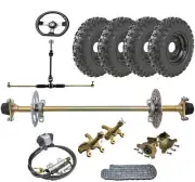 740mm Rear Axle Assembly 6" Wheels Sprocket Brake Front Steering Go Kart Bike