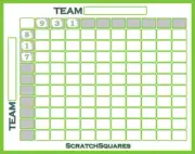 Pack of 10 - Scratch-Off Football Squares - 100 Square Grid Office Pool - White