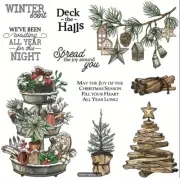 Set of 10 Christmas stamps, Planner, Christmas cards, tiered tray, junk journal