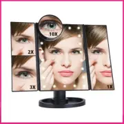 Espejo De Maquillaje Con Luz Luces Aumento Plegable Ajustable 22 Luces Premium
