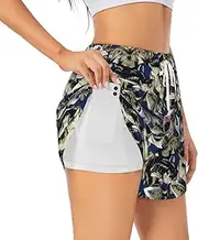 [FSCEV] Fish Pattern Women's Athletic Shorts Summer Daily Leisure Loose Drawstring with Liner