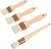 4-in-1 BBQ Basting Brush Set Natural Wool Bristles Wood Handle Heat Resistant Safe for Kitchenware Great for Baking Grilling