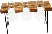 Happyyami 1Set Hydroponic Plant Vase with Wooden Stand Bulb Glass Vases for Plant Propagation Station Stylish Desktop Decoration for Home Office and Exhibition Use