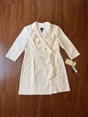Adrianna Papell Ruffle Trim Blazer Tuxedo Sheath Short Dress White size 16