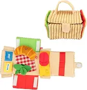 Interactive Dog Squeaky Toy, Plush Dog Toy, Picnic Box with Squeaker and Crinkle Paper, Detachable Plush Toy with Treat Pockets, Mental Stimulation Game for Small and Medium Dogs