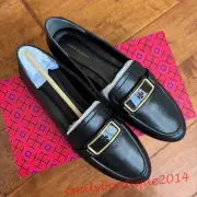 NIB Tory Burch 154099 Georgia Loafer Leather Flat Shoe Perfect Black Size 10