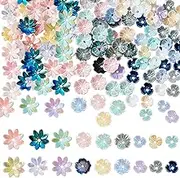 arricraft 150 Pcs Flower Beads Caps, 3 Styles Resin Flower Bead End Caps Multi-Petal AB Spacer Loose Beads for DIY Craft Necklaces Bracelets Jewelry Making