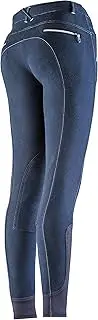 [Equi-Theme/Equit'M] Unisex's 979201744 Zipper Breeches, Navy/White Topstitching, One Size