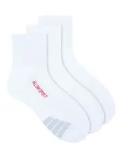 [All Day Socks] Cushioned Quarter Crew Socks 3 Pack in White