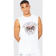 Mens White International Skull Graphic vest