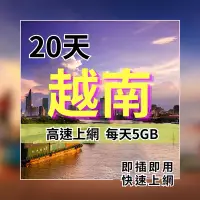 在飛比找Yahoo!奇摩拍賣優惠-越南上網卡 20天用爽爽 4G 5G上網 越南網路卡 越南S