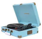 mbeat Woodstock 2 Sky Blue Retro Turntable Player with BT Receiver & Transmitter Built-in Bluetooth receiver eaturing 3 speed settings