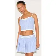 Petite Blue And White Pinstripe Structured Bralette, Blue and White