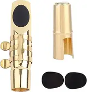 Eb Alto Sax Saxophone 8C Brass Mouthpiece with Cap and Pads, Musical Instruments Accessory, Gold Color, Fine Workmanship, Simple Installation, Sturdy and, Great Sound for