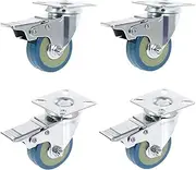 4Pcs Set Heavy Duty 50x17mm Rubber Swivel Castor Wheels Trolley Caster Brake 40KGModel:4 with Brake HL-5 casters
