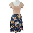 Pact Organic Helena Crossback Mini Dress Stripe Floral Spring Summer Size Small