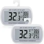 AEVETE 2 Pack Waterproof Digital Refrigerator Thermometer Large LCD, Freezer No