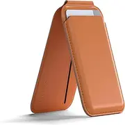 Satechi Magnetic Magsafe Wallet, Vegan-Leather Double Flap Stand Card Holder, 4 Slots with Front NFC Pass-Through, Adjustable Phone Attachment for iPhone 16/15/14/13/12, Travel Accessory - Orange