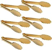 BRIGHTFUFU Stainless Steel Salad Tongs Set 6pcs Multi-Function Kitchen Utensils for Buffet BBQ Steaks Desserts Comfortable to Hold Design